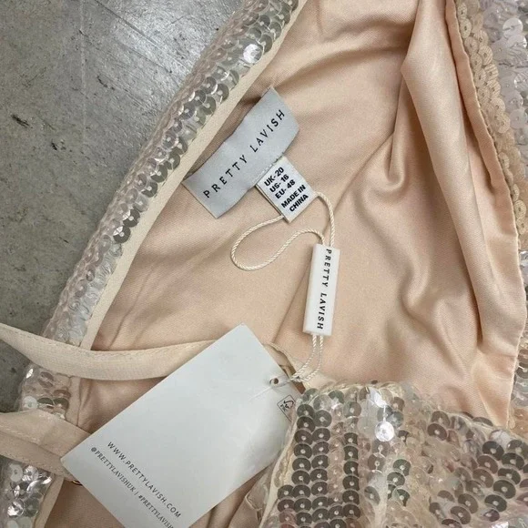 NWT ASOS brand champagne /ivory color sequin midi slip dress. Size 20/xl - Picture 2 of 4